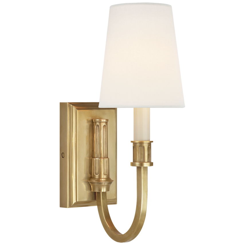 Modena Library Sconce-Visual Comfort-VISUAL-TOB 2327HAB-L-Wall LightingHand-Rubbed Antique Brass-Linen-3-France and Son