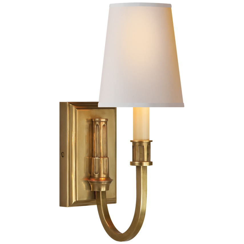 Modena Library Sconce-Visual Comfort-VISUAL-TOB 2327HAB-NP-Wall LightingHand-Rubbed Antique Brass-Natural Paper-4-France and Son