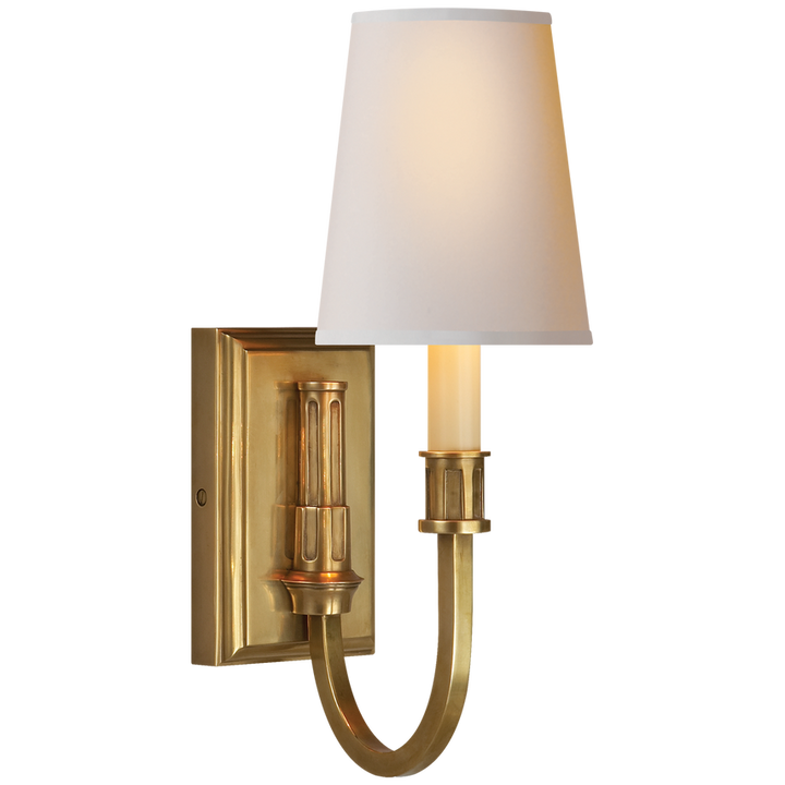 Modena Library Sconce-Visual Comfort-VISUAL-TOB 2327HAB-NP-Wall LightingHand-Rubbed Antique Brass-Natural Paper-4-France and Son