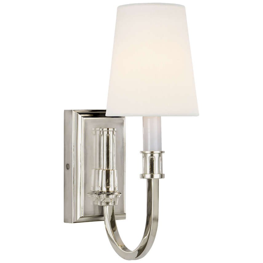 Modena Library Sconce-Visual Comfort-VISUAL-TOB 2327PN-L-Wall LightingPolished Nickel-Linen-5-France and Son