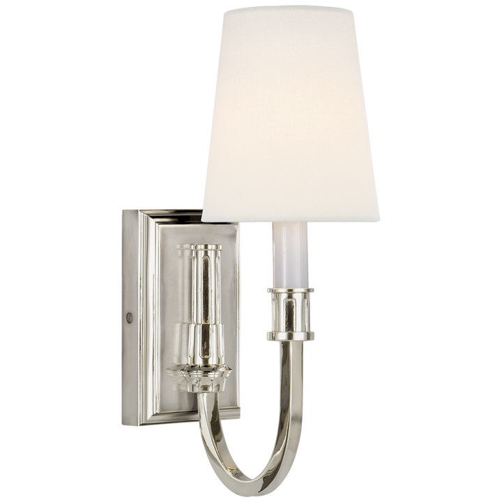 Modena Library Sconce-Visual Comfort-VISUAL-TOB 2327PN-L-Wall LightingPolished Nickel-Linen-5-France and Son