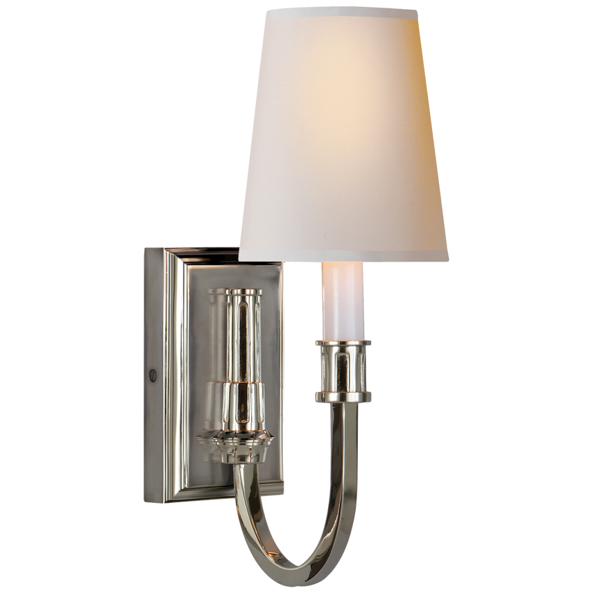 Modena Library Sconce-Visual Comfort-VISUAL-TOB 2327PN-NP-Wall LightingPolished Nickel-Natural Paper-6-France and Son