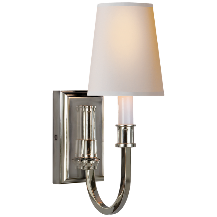 Modena Library Sconce-Visual Comfort-VISUAL-TOB 2327PN-NP-Wall LightingPolished Nickel-Natural Paper-6-France and Son