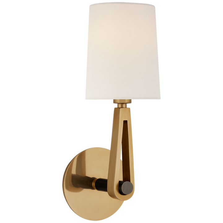 Alphine Single Sconce-Visual Comfort-VISUAL-TOB 2510HAB/BZ-L-Wall LightingHand-Rubbed Antique Brass And Bronze-Linen-4-France and Son