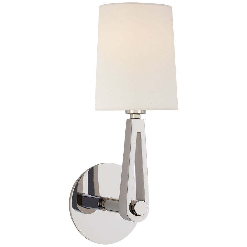 Alphine Single Sconce-Visual Comfort-VISUAL-TOB 2510PN-L-Wall LightingPolished Nickel-Linen-6-France and Son