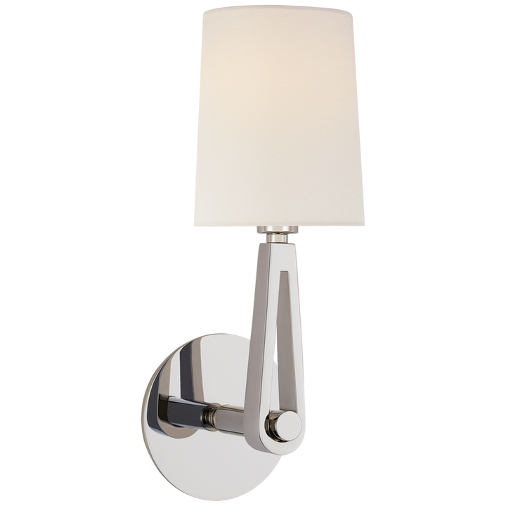 Alphine Single Sconce-Visual Comfort-VISUAL-TOB 2510PN-L-Wall LightingPolished Nickel-Linen-6-France and Son