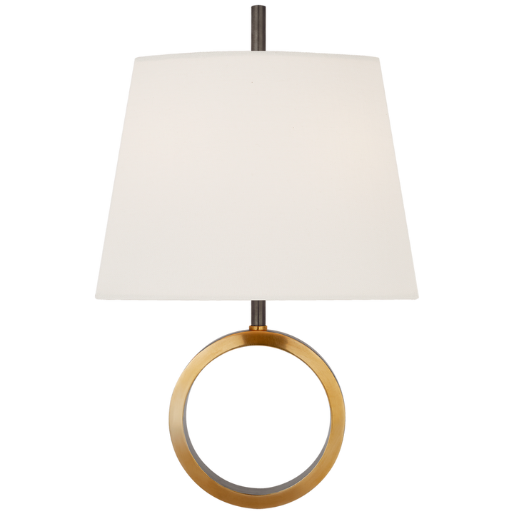 Som Small Sconce-Visual Comfort-VISUAL-TOB 2630BZ/HAB-L-Wall LightingBronze with Antique Brass/Linen Shade-1-France and Son