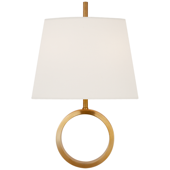 Som Small Sconce-Visual Comfort-VISUAL-TOB 2630HAB-L-Wall LightingHand-Rubbed Antique Brass/Linen Shade-2-France and Son