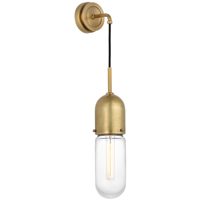 Junno Wall Light-Visual Comfort-VISUAL-TOB 2645HAB-CG-Wall LightingHand-Rubbed Antique Brass/Clear Glass-2-France and Son