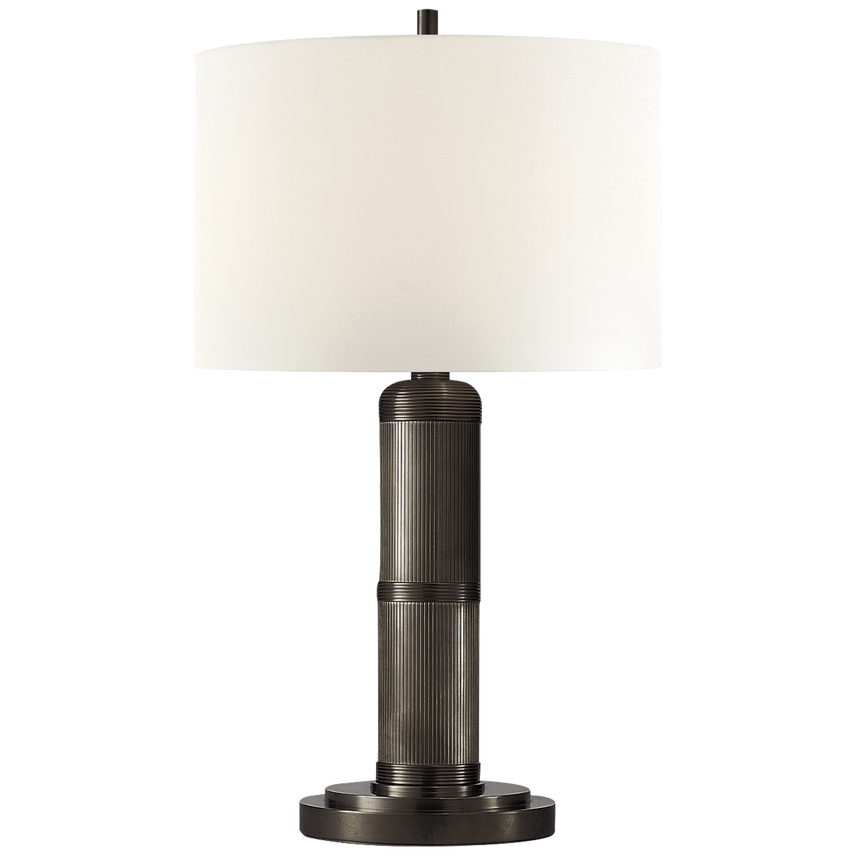 Longgreek Small Table Lamp-Visual Comfort-VISUAL-TOB 3000BZ-L-Table LampsBronze-Linen Shade-1-France and Son