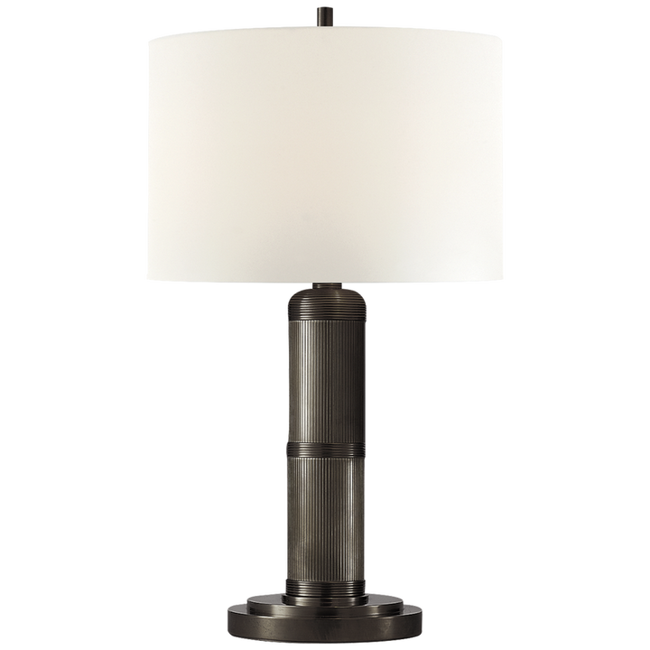 Longgreek Small Table Lamp-Visual Comfort-VISUAL-TOB 3000BZ-L-Table LampsBronze-Linen Shade-1-France and Son