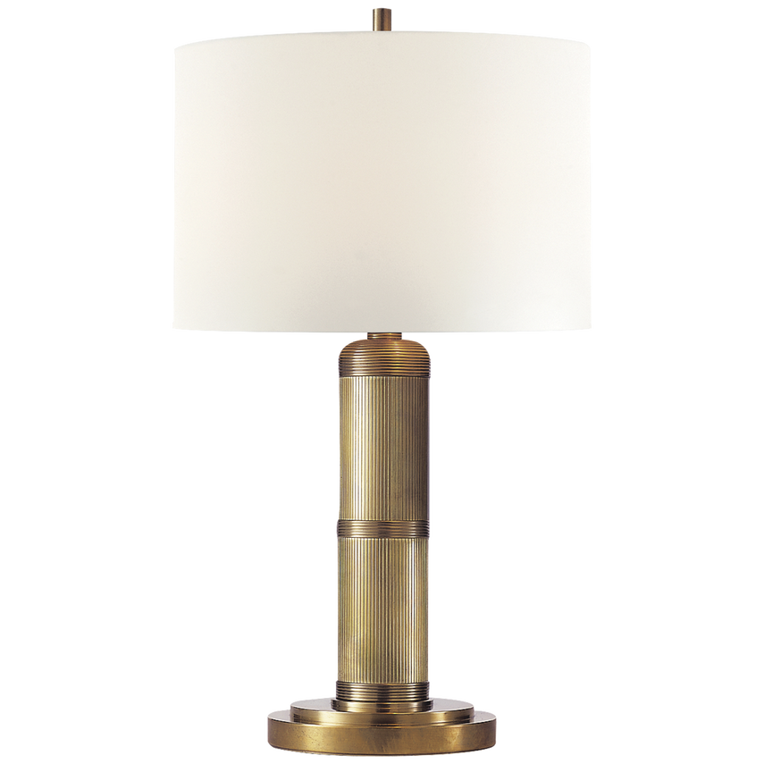 Longgreek Small Table Lamp-Visual Comfort-VISUAL-TOB 3000HAB-L-Table LampsHand-Rubbed Antique Brass-Linen Shade-3-France and Son