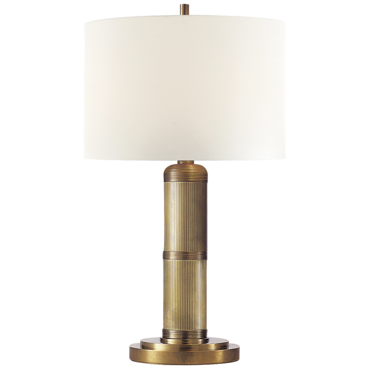 Longgreek Small Table Lamp-Visual Comfort-VISUAL-TOB 3000HAB-L-Table LampsHand-Rubbed Antique Brass-Linen Shade-3-France and Son