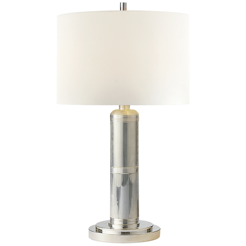 Longgreek Small Table Lamp-Visual Comfort-VISUAL-TOB 3000PN-L-Table LampsPolished Nickel-Linen Shade-5-France and Son