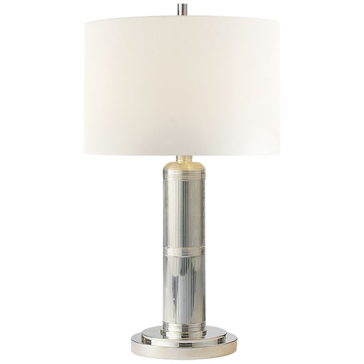 Longgreek Small Table Lamp-Visual Comfort-VISUAL-TOB 3000PN-L-Table LampsPolished Nickel-Linen Shade-5-France and Son