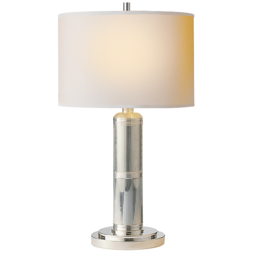 Longgreek Small Table Lamp-Visual Comfort-VISUAL-TOB 3000PN-NP-Table LampsPolished Nickel-Natural Paper Shade-6-France and Son