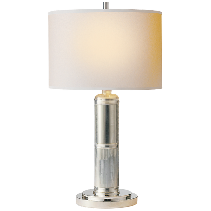 Longgreek Small Table Lamp-Visual Comfort-VISUAL-TOB 3000PN-NP-Table LampsPolished Nickel-Natural Paper Shade-6-France and Son