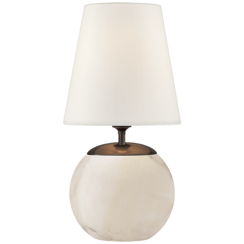 Tea Accent Lamp-Visual Comfort-VISUAL-TOB 3014ALB-L-Table LampsRound-Alabaster-Linen-5-France and Son