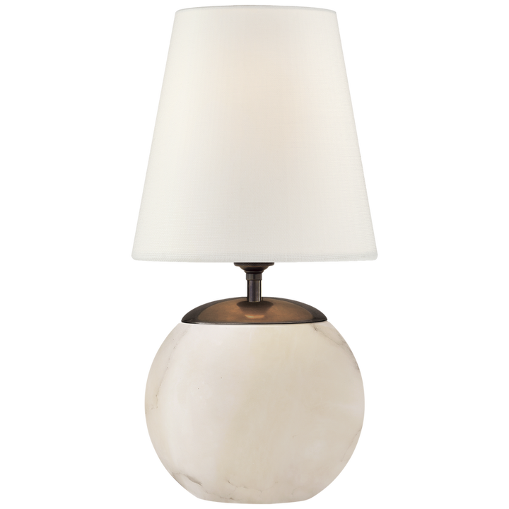 Tea Accent Lamp-Visual Comfort-VISUAL-TOB 3014ALB-L-Table LampsRound-Alabaster-Linen-5-France and Son