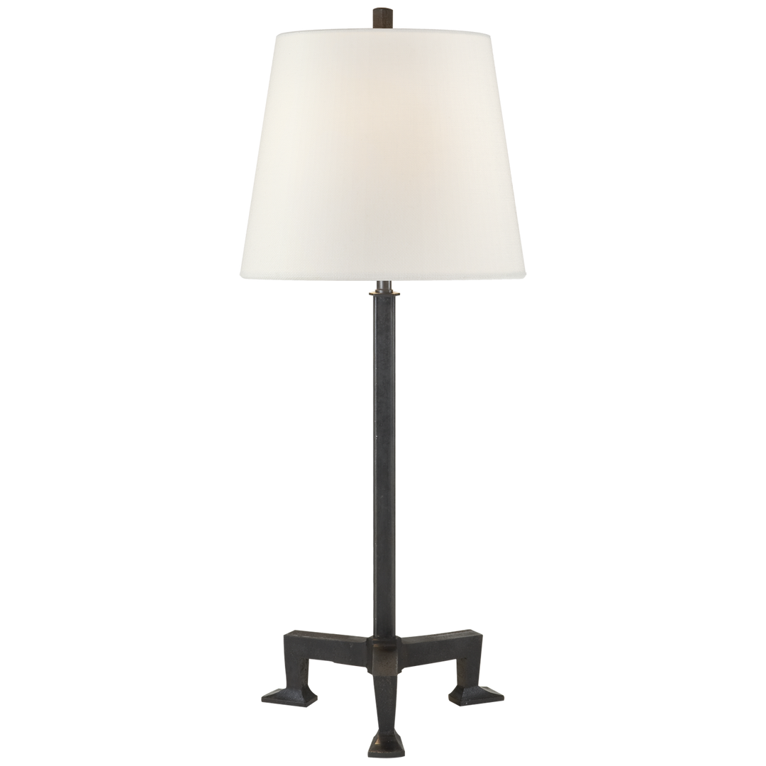 Parisians Buffet Lamp-Visual Comfort-VISUAL-TOB 3152AI-L-Table LampsAged Iron-Linen Shade-1-France and Son