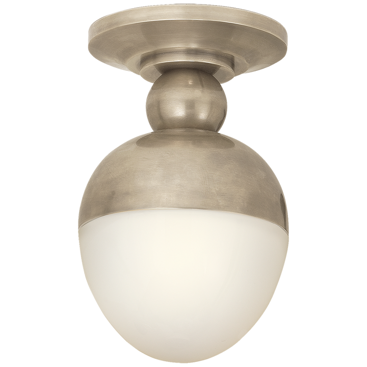 Clarine Flush Mount-Visual Comfort-VISUAL-TOB 4006AN-WG-Flush MountsAntique Nickel/White Glass-1-France and Son