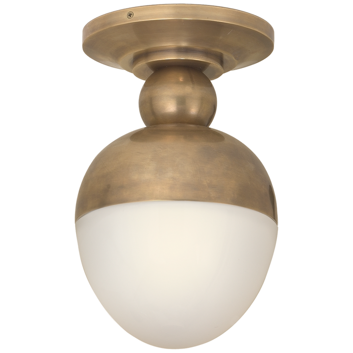 Clarine Flush Mount-Visual Comfort-VISUAL-TOB 4006HAB-WG-Flush MountsHand-Rubbed Antique Brass/White Glass-3-France and Son