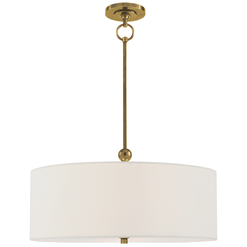 Reymond Hanging Shade-Visual Comfort-VISUAL-TOB 5011HAB-L-PendantsHand-Rubbed Antique Brass-Linen-5-France and Son