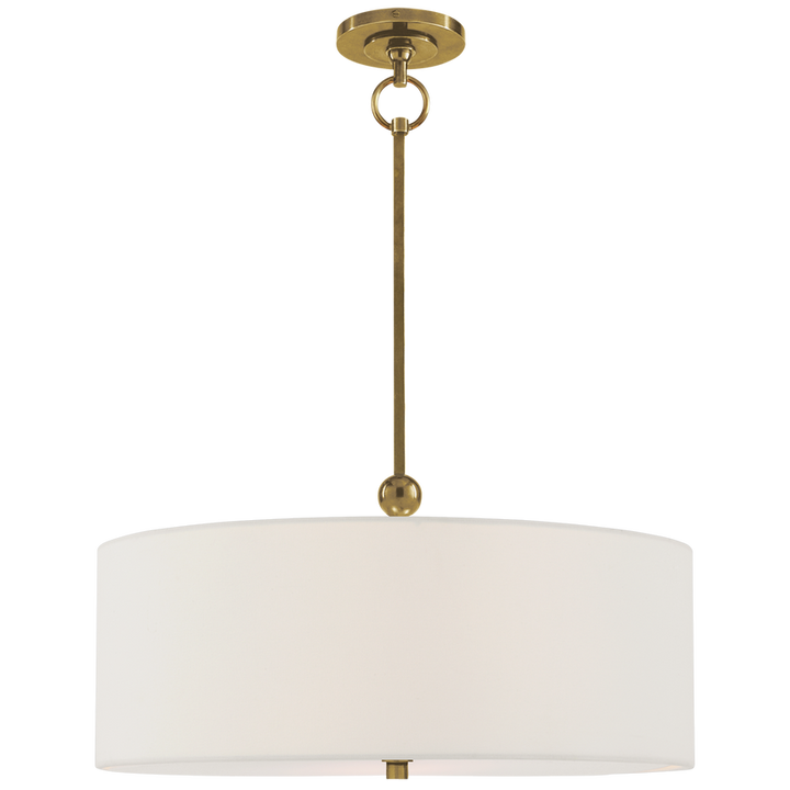 Reymond Hanging Shade-Visual Comfort-VISUAL-TOB 5011HAB-L-PendantsHand-Rubbed Antique Brass-Linen-5-France and Son