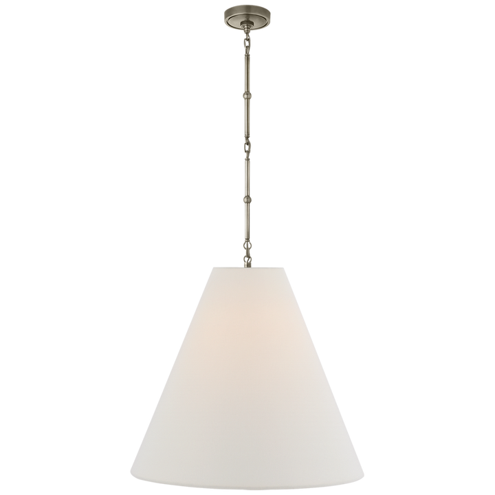 Greatman Large Hanging Lamp-Visual Comfort-VISUAL-TOB 5014AN-L-ChandeliersAntique Nickel with Linen Shade-11-France and Son