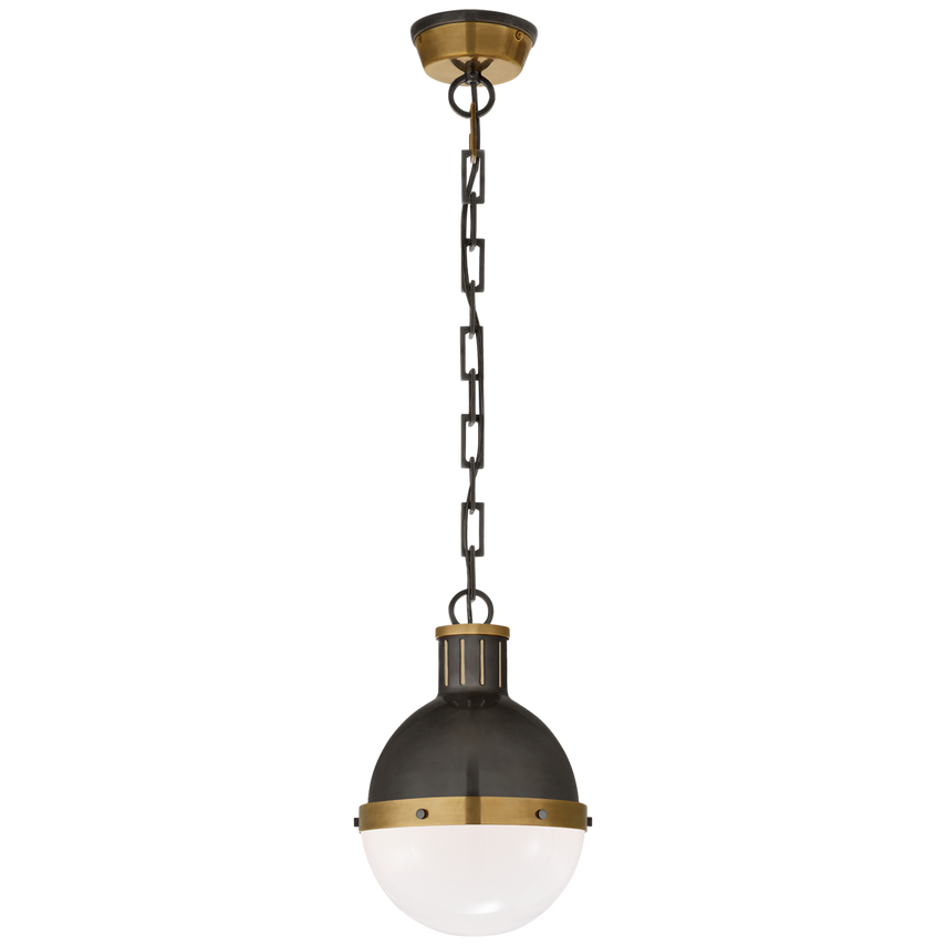 Hickory Small Pendant-Visual Comfort-VISUAL-TOB 5062AN-WG-PendantsWhite Glass-Bronze with Antique Brass-2-France and Son