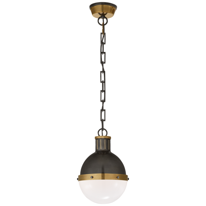 Hickory Small Pendant-Visual Comfort-VISUAL-TOB 5062AN-WG-PendantsWhite Glass-Bronze with Antique Brass-2-France and Son