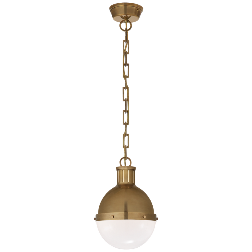 Hickory Small Pendant-Visual Comfort-VISUAL-TOB 5062HAB-WG-PendantsWhite Glass-Hand-Rubbed Antique Brass-3-France and Son