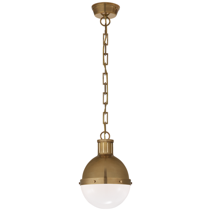 Hickory Small Pendant-Visual Comfort-VISUAL-TOB 5062HAB-WG-PendantsWhite Glass-Hand-Rubbed Antique Brass-3-France and Son