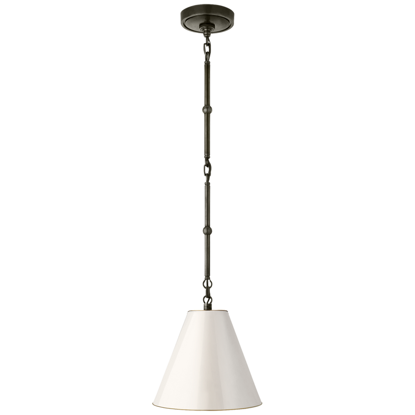 Groomy Petite Hanging Shade-Visual Comfort-VISUAL-TOB 5089BZ/HAB-AW-Flush MountsBronze with Antique Brass White Shade-2-France and Son