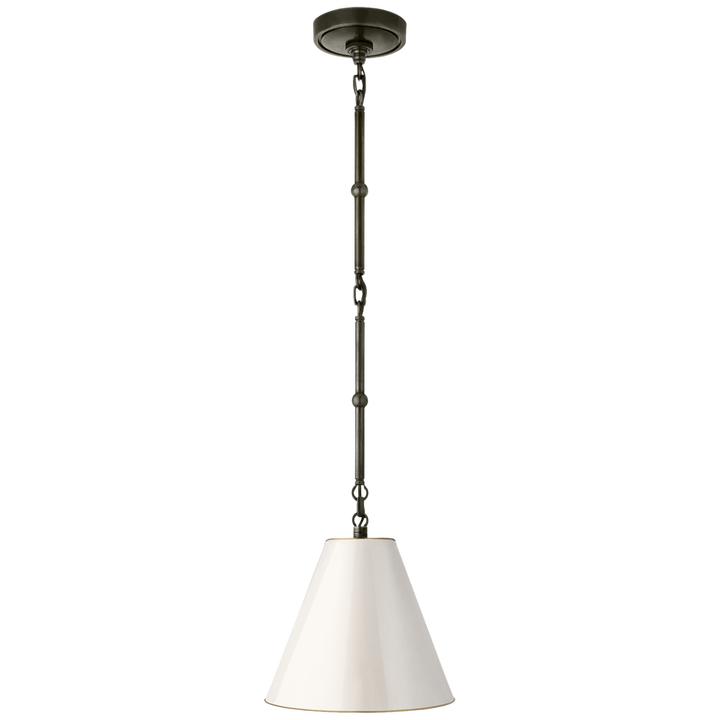 Groomy Petite Hanging Shade-Visual Comfort-VISUAL-TOB 5089BZ/HAB-AW-Flush MountsBronze with Antique Brass White Shade-2-France and Son