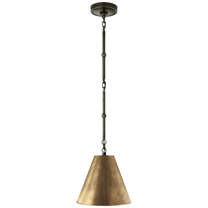 Groomy Petite Hanging Shade-Visual Comfort-VISUAL-TOB 5089BZ/HAB-HAB-Flush MountsBronze with Antique Brass Hand-Rubbed Antique Brass Shade-4-France and Son