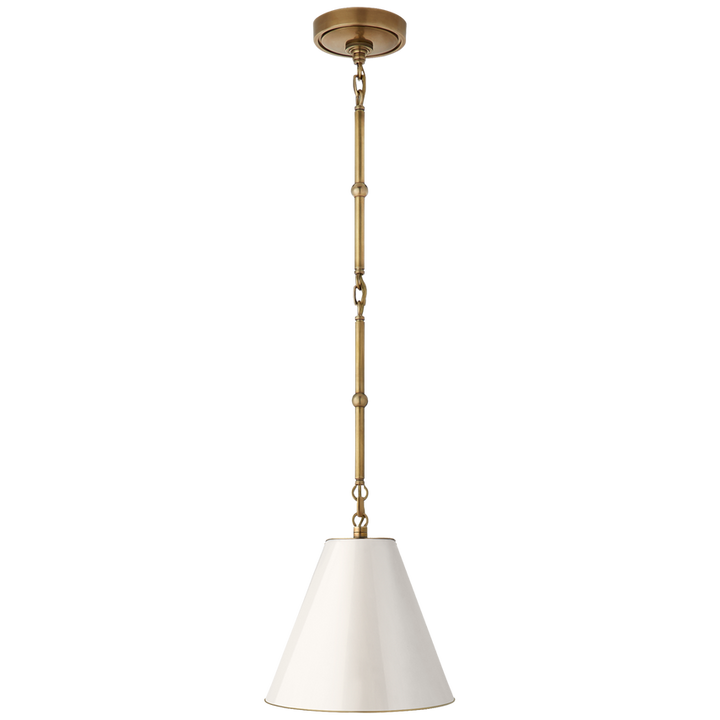 Groomy Petite Hanging Shade-Visual Comfort-VISUAL-TOB 5089HAB-AW-Flush MountsHand-Rubbed Antique Brass with Antique White Shade-8-France and Son