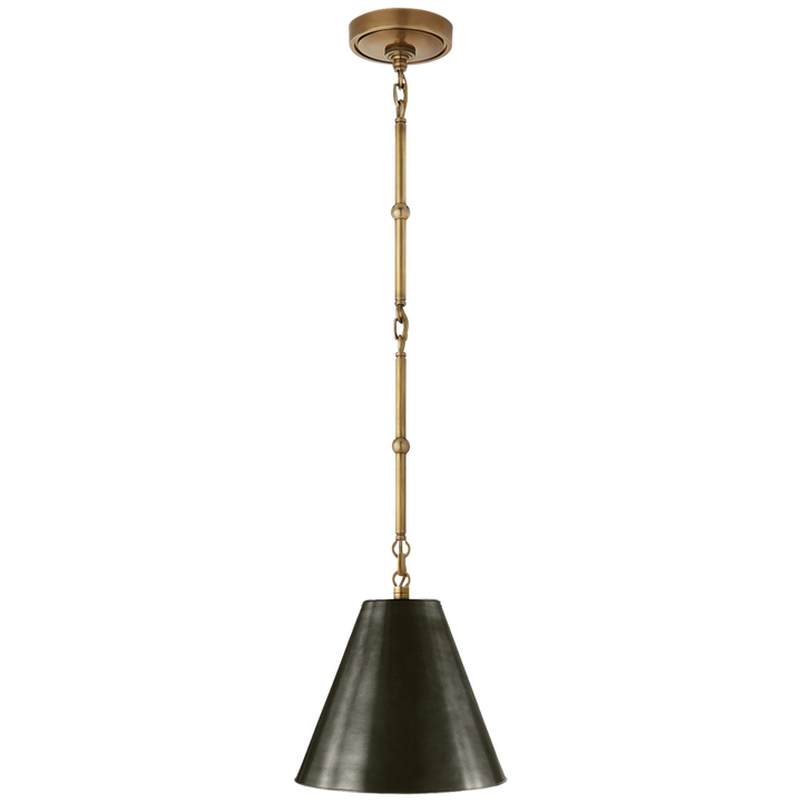 Groomy Petite Hanging Shade-Visual Comfort-VISUAL-TOB 5089HAB-BZ-Flush MountsHand-Rubbed Antique Brass with Bronze Shade-9-France and Son