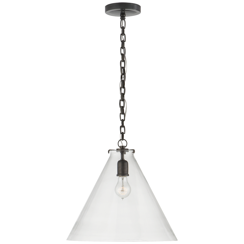 Kylie Conical Pendant-Visual Comfort-VISUAL-TOB 5226BZ/G6-WG-PendantsBronze-White Glass-3-France and Son