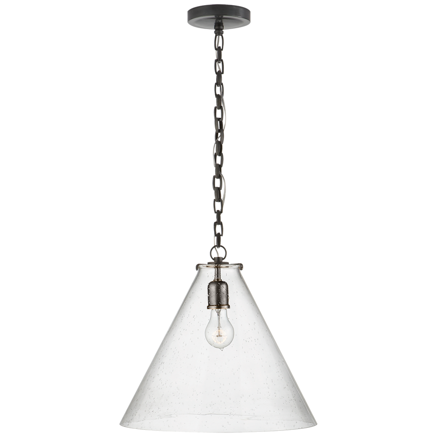 Kylie Conical Pendant-Visual Comfort-VISUAL-TOB 5226BZ/G6-SG-PendantsBronze-Seeded Glass-2-France and Son