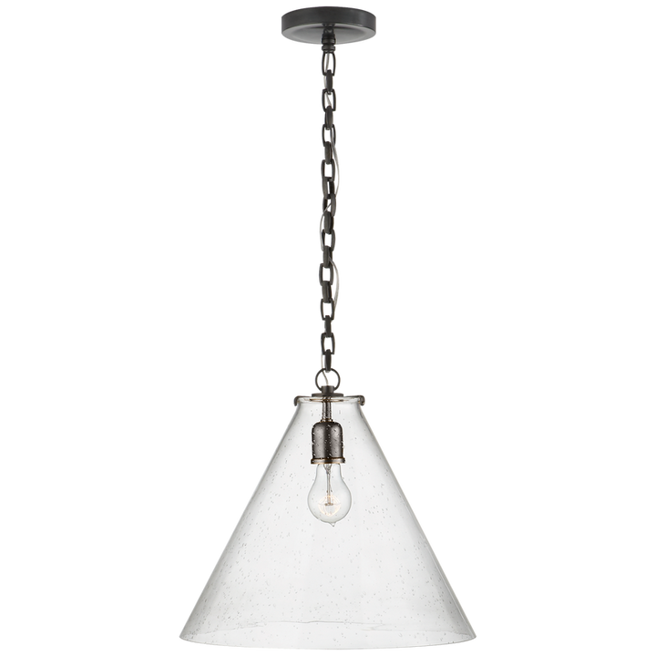 Kylie Conical Pendant-Visual Comfort-VISUAL-TOB 5226BZ/G6-SG-PendantsBronze-Seeded Glass-2-France and Son