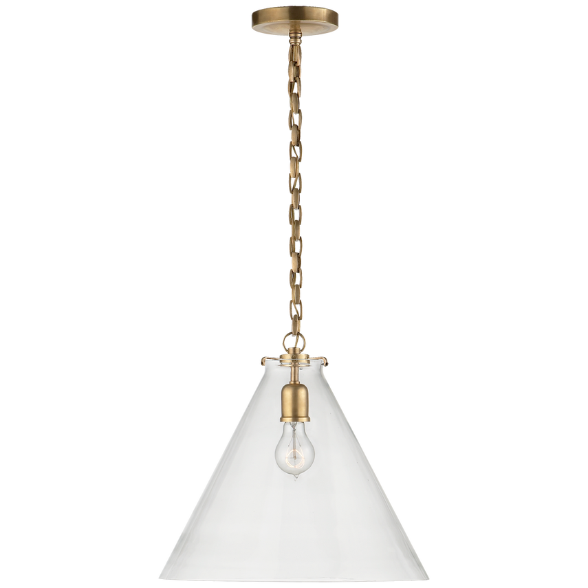 Kylie Conical Pendant-Visual Comfort-VISUAL-TOB 5226HAB/G6-CG-PendantsHand-Rubbed Antique Brass-Clear Glass-4-France and Son