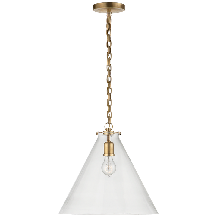 Kylie Conical Pendant-Visual Comfort-VISUAL-TOB 5226HAB/G6-CG-PendantsHand-Rubbed Antique Brass-Clear Glass-4-France and Son