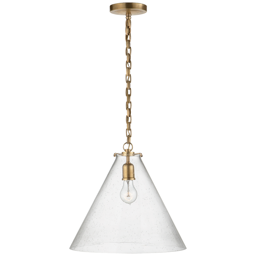 Kylie Conical Pendant-Visual Comfort-VISUAL-TOB 5226HAB/G6-SG-PendantsHand-Rubbed Antique Brass-Seeded Glass-5-France and Son