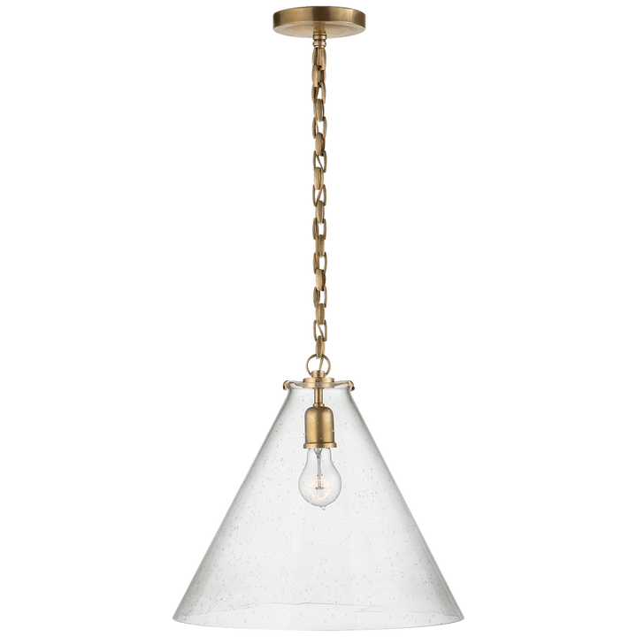 Kylie Conical Pendant-Visual Comfort-VISUAL-TOB 5226HAB/G6-SG-PendantsHand-Rubbed Antique Brass-Seeded Glass-5-France and Son