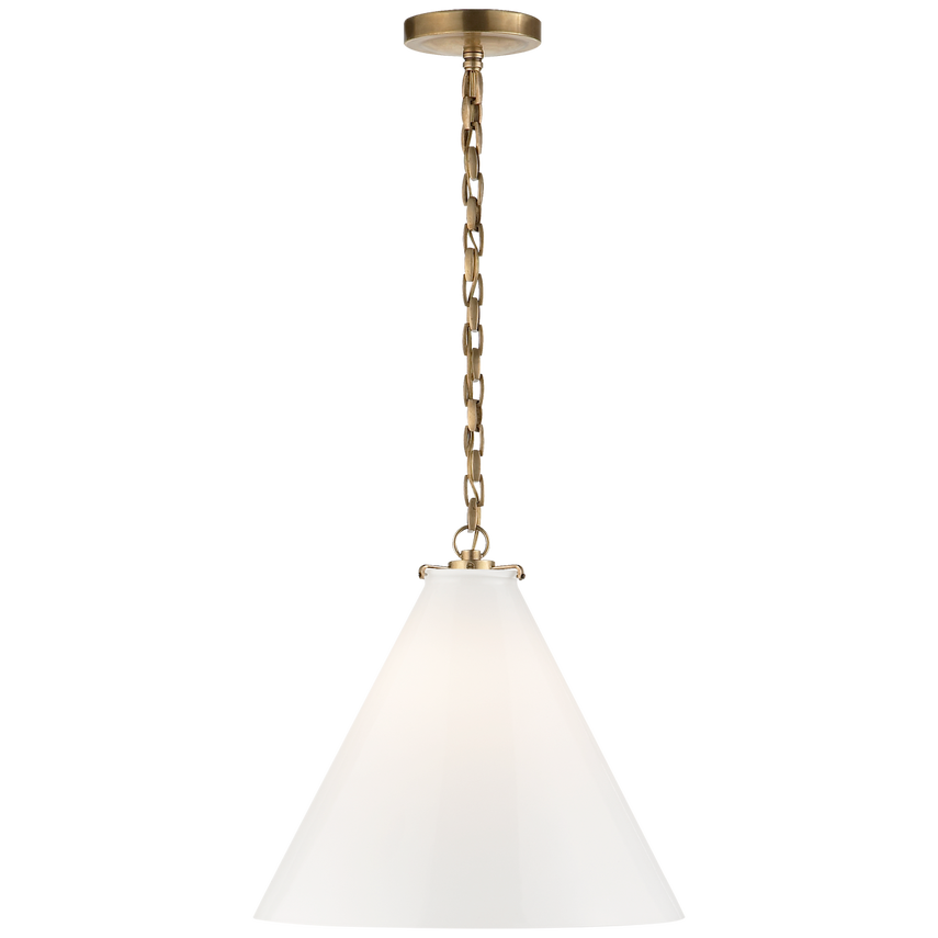 Kylie Conical Pendant-Visual Comfort-VISUAL-TOB 5226HAB/G6-WG-PendantsHand-Rubbed Antique Brass-White Glass-6-France and Son