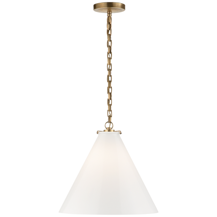 Kylie Conical Pendant-Visual Comfort-VISUAL-TOB 5226HAB/G6-WG-PendantsHand-Rubbed Antique Brass-White Glass-6-France and Son