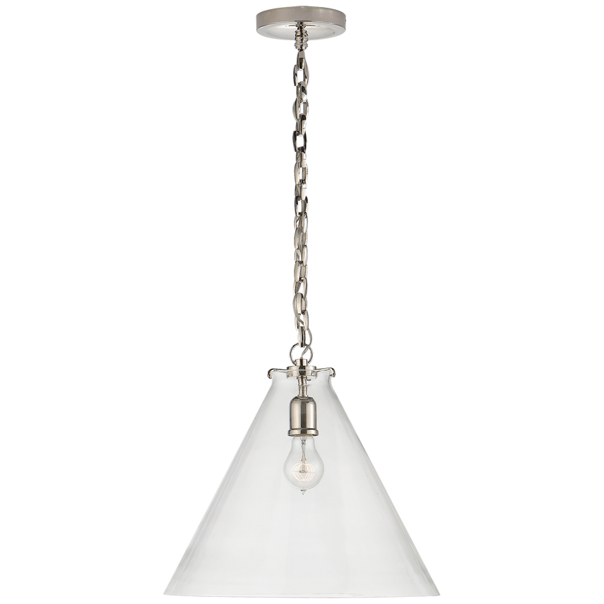 Kylie Conical Pendant-Visual Comfort-VISUAL-TOB 5226PN/G6-CG-PendantsPolished Nickel-Clear Glass-7-France and Son