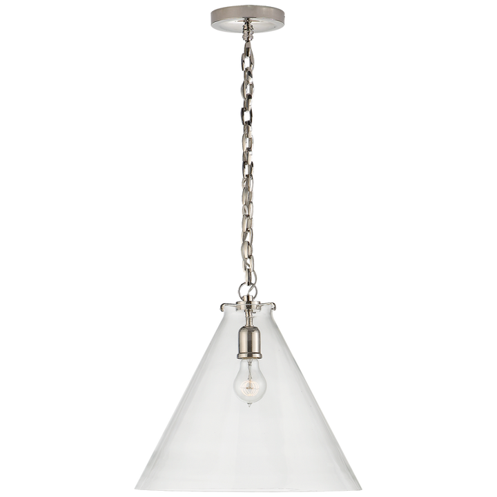 Kylie Conical Pendant-Visual Comfort-VISUAL-TOB 5226PN/G6-CG-PendantsPolished Nickel-Clear Glass-7-France and Son