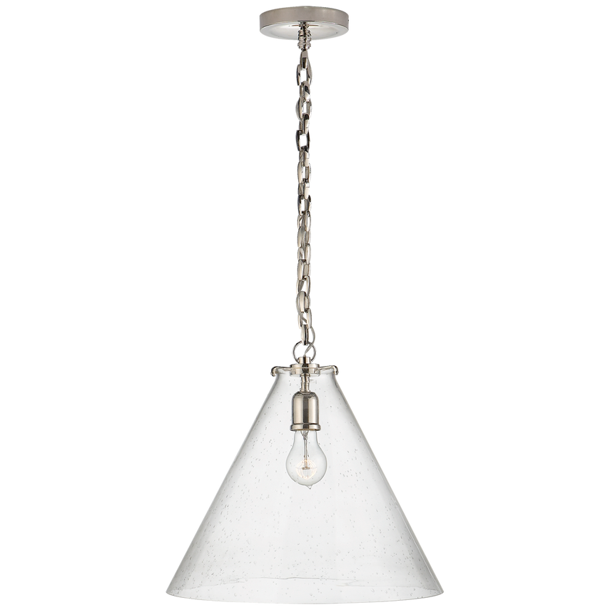 Kylie Conical Pendant-Visual Comfort-VISUAL-TOB 5226PN/G6-SG-PendantsPolished Nickel-Seeded Glass-8-France and Son